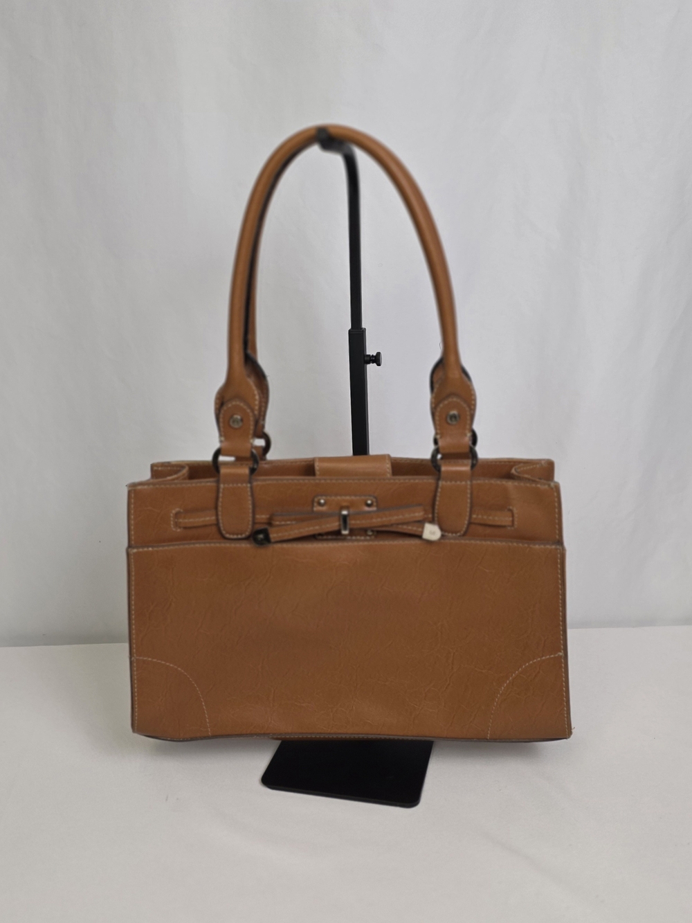 Women's Liz Claiborne Brown Leather Handbag 13.5"W x 8.5"T